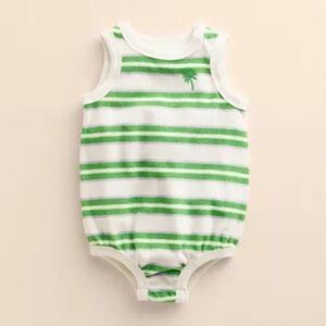 NWT Baby Little Co. by Lauren Conrad Terry Bubble Bodysuit - 6M green stripes